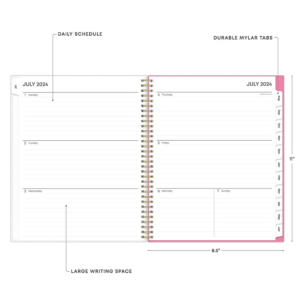 Academic Planners|Blue Sky 2024-2025 Roosevelt 8.5" x 11" Academic Weekly & Monthly Planner, Plastic Cover, Multicolor (128691-A25)