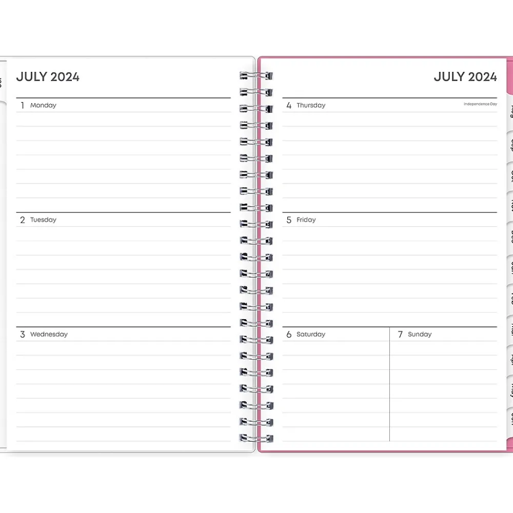 Academic Planners|Blue Sky 2024-2025 Roosevelt 5" x 8" Academic Weekly & Monthly Planner, Plastic Cover, Pink/Green (128692-A25)