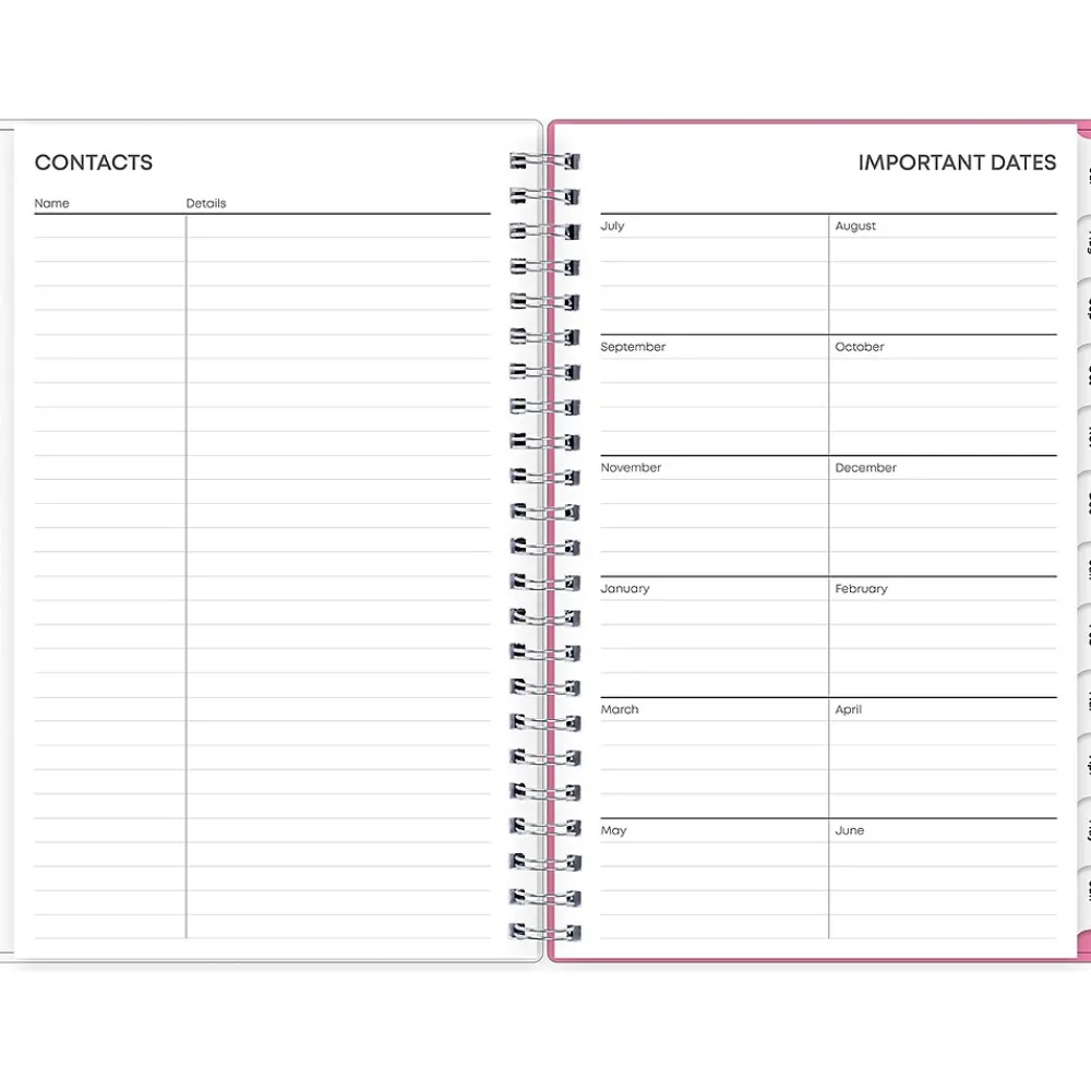 Academic Planners|Blue Sky 2024-2025 Roosevelt 5" x 8" Academic Weekly & Monthly Planner, Plastic Cover, Pink/Green (128692-A25)