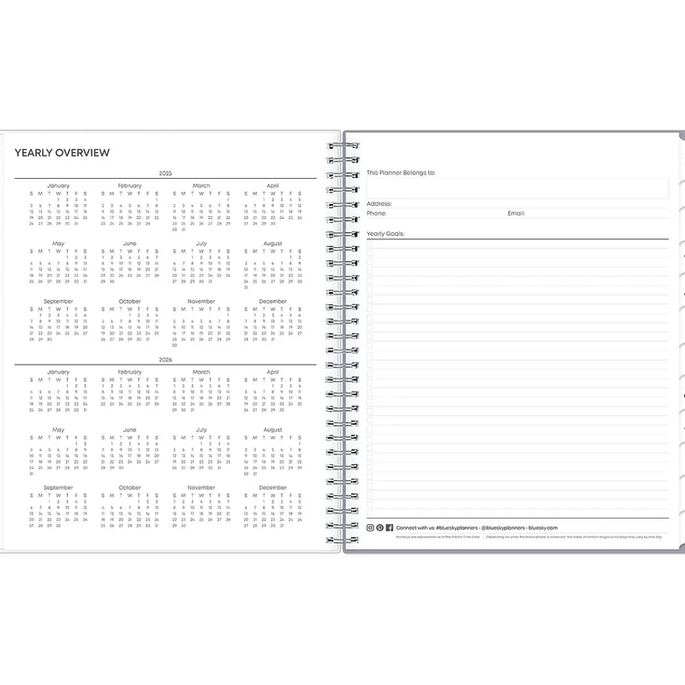2025 Planners|Blue Sky 2025 Rue Du Flore 8" x 10" Monthly Planner, Plastic Cover, Green/Gray (101605-25)