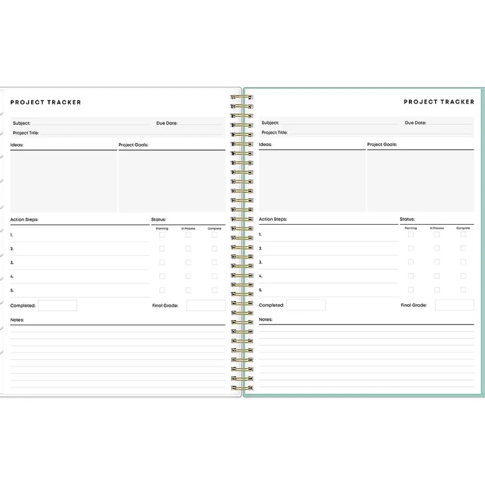 Academic Planners|Blue Sky 2024-2025 Sandra Check 8.5" x 11" Academic Weekly & Monthly Student Planner, Plastic Cover, Mint Green/White