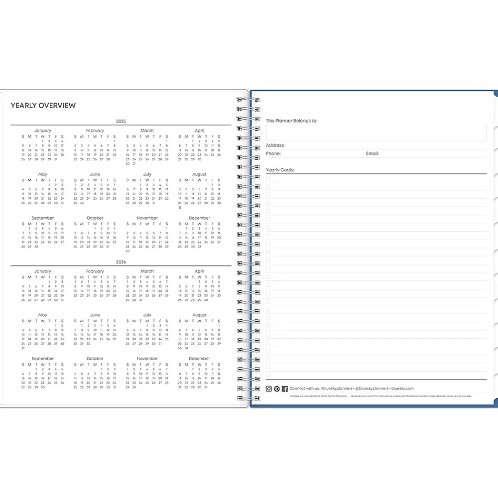 2025 Planners|Blue Sky 2025 Savoy Cool 8.5" x 11" Weekly & Monthly Planner, Plastic Cover, Blue (148762-25)