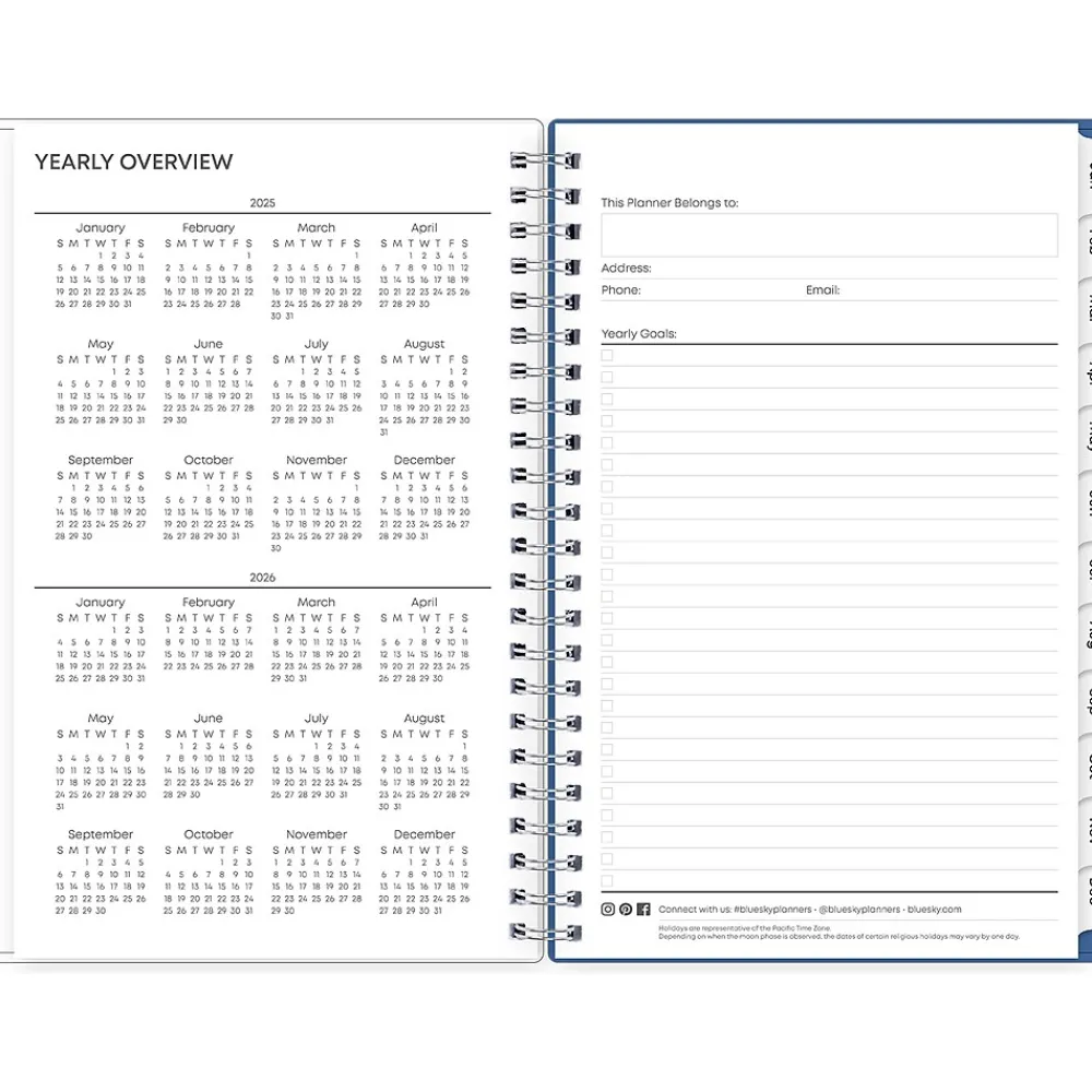 2025 Planners|Blue Sky 2025 Savoy Cool 5" x 8" Weekly & Monthly Planner, Plastic Cover, Blue (148763-25)