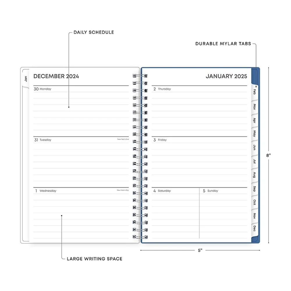 2025 Planners|Blue Sky 2025 Savoy Cool 5" x 8" Weekly & Monthly Planner, Plastic Cover, Blue (148763-25)