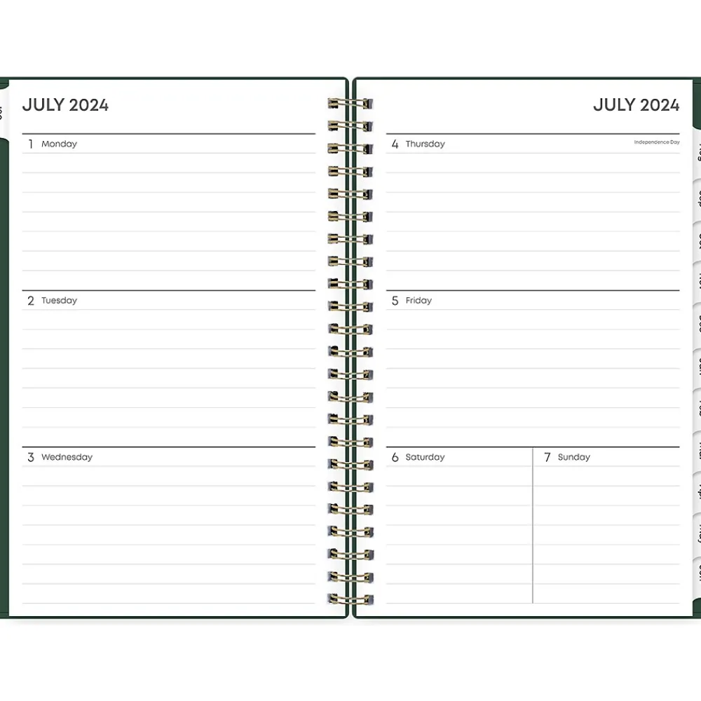 Academic Planners|Blue Sky 2024-2025 Shining Sky 5" x 8" Academic Weekly & Monthly Planner, Plastic Cover, Green/Gold (150003)