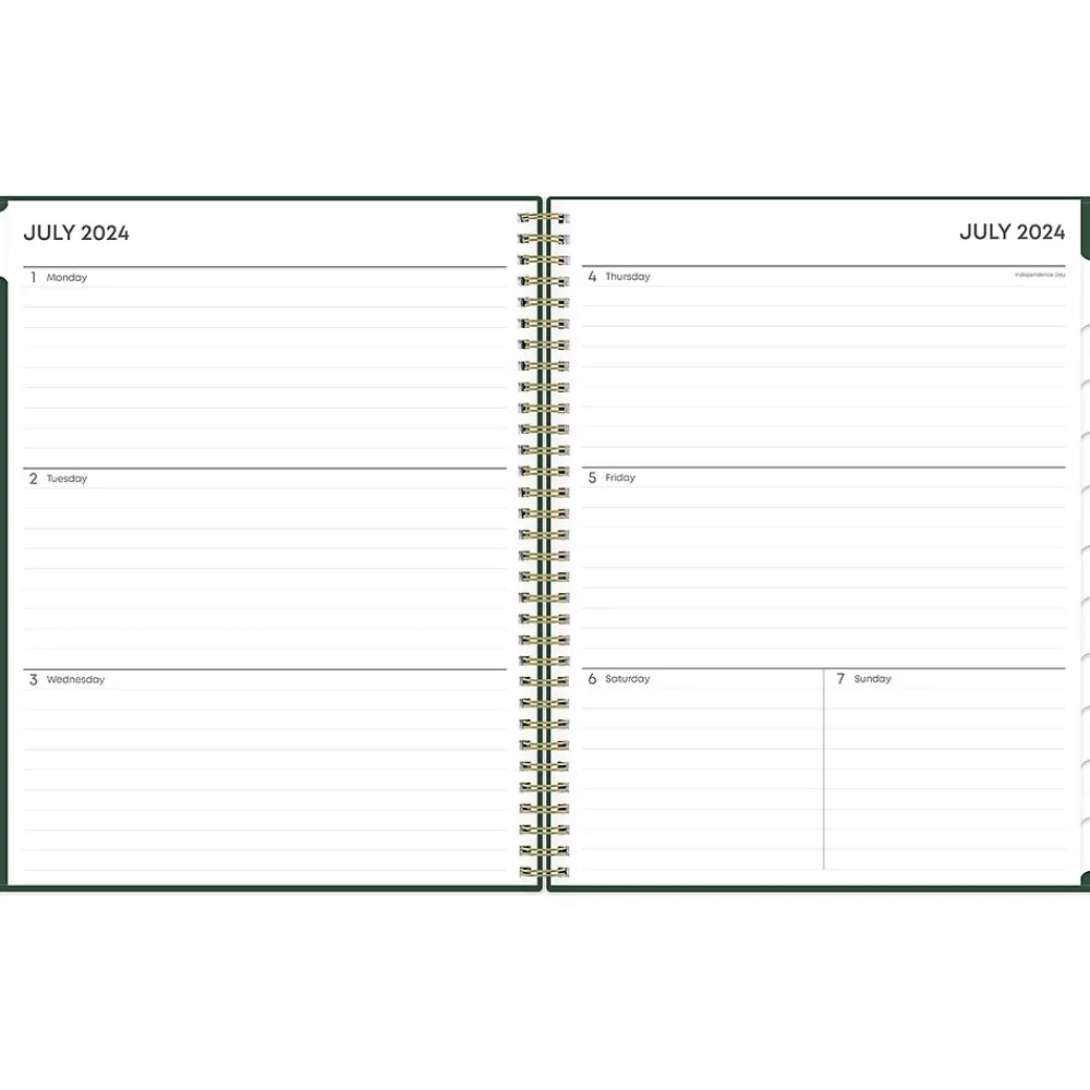 Academic Planners|Blue Sky 2024-2025 Shining Sky 8.5" x 11" Academic Weekly & Monthly Planner, Plastic Cover, Dark Green/Gold (150002)