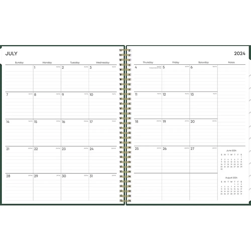 Academic Planners|Blue Sky 2024-2025 Shining Sky 8.5" x 11" Academic Weekly & Monthly Planner, Plastic Cover, Dark Green/Gold (150002)
