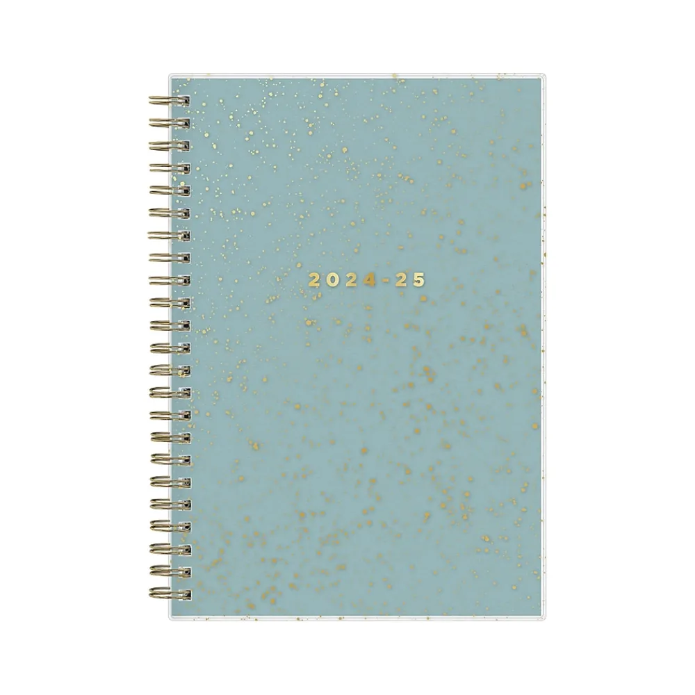 Academic Planners|Blue Sky 2024-2025 Splatter Dot Jade 5" x 8" Academic Weekly & Monthly Planner, Plastic Cover, Mint/Gold (149044-A25)