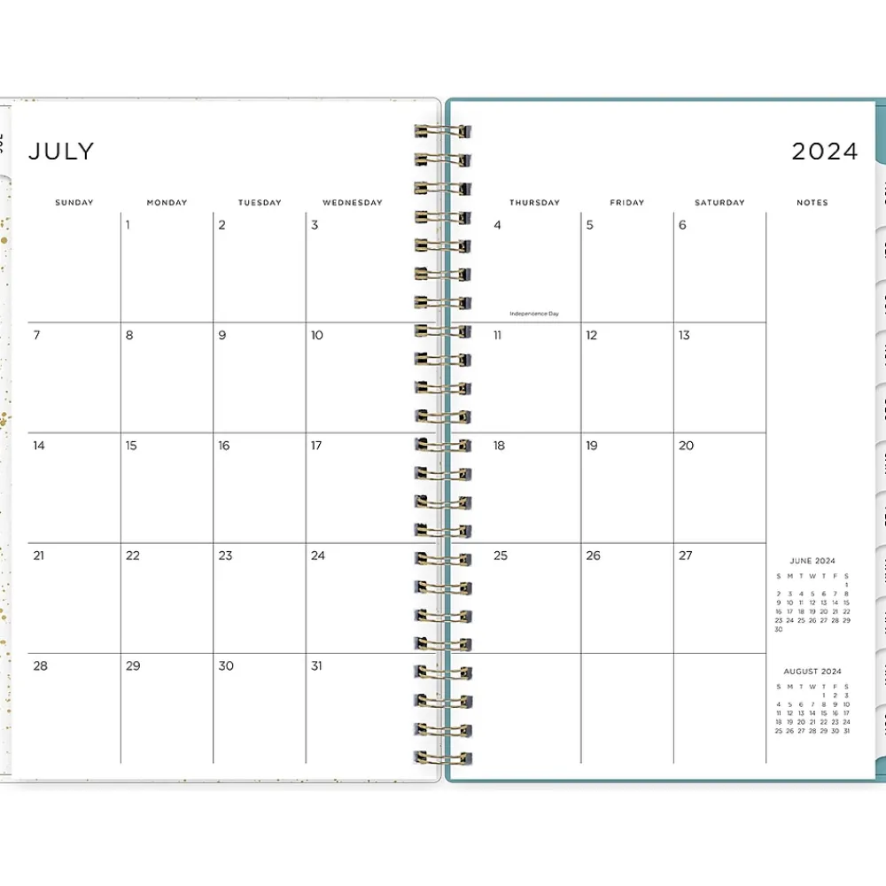 Academic Planners|Blue Sky 2024-2025 Splatter Dot Jade 5" x 8" Academic Weekly & Monthly Planner, Plastic Cover, Mint/Gold (149044-A25)