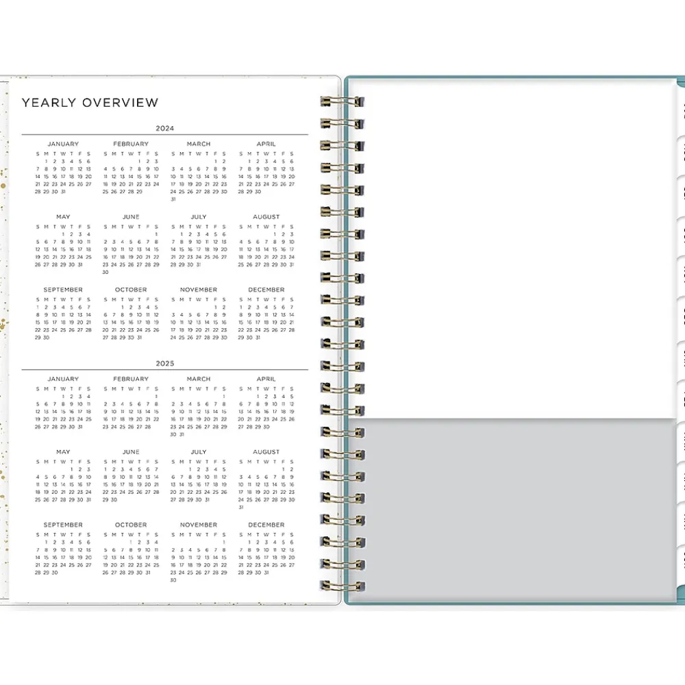 Academic Planners|Blue Sky 2024-2025 Splatter Dot Jade 5" x 8" Academic Weekly & Monthly Planner, Plastic Cover, Mint/Gold (149044-A25)