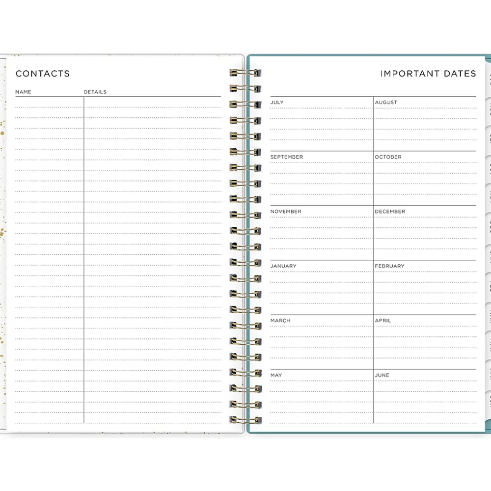 Academic Planners|Blue Sky 2024-2025 Splatter Dot Jade 5" x 8" Academic Weekly & Monthly Planner, Plastic Cover, Mint/Gold (149044-A25)