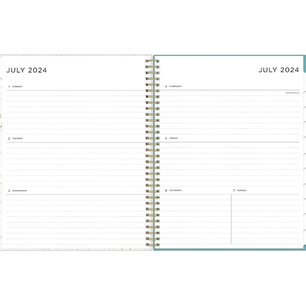 Academic Planners|Blue Sky 2024-2025 Splatter Dot Jade 8.5" x 11" Academic Weekly & Monthly Planner, Plastic Cover, Mint/Gold (149043-A25)