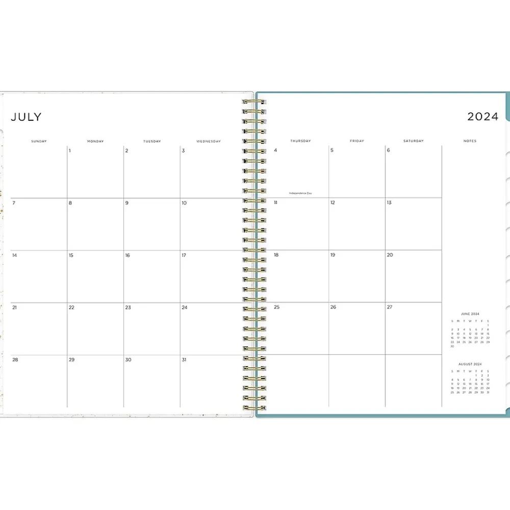 Academic Planners|Blue Sky 2024-2025 Splatter Dot Jade 8.5" x 11" Academic Weekly & Monthly Planner, Plastic Cover, Mint/Gold (149043-A25)