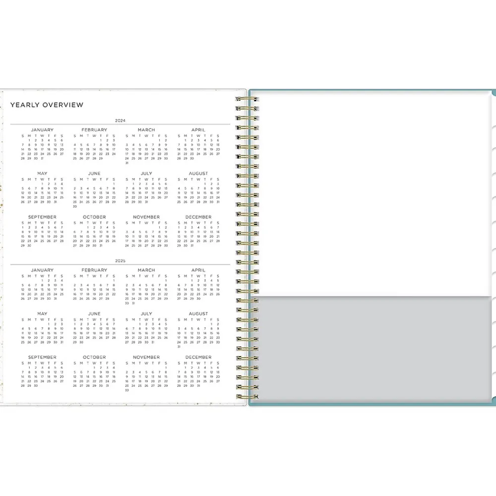 Academic Planners|Blue Sky 2024-2025 Splatter Dot Jade 8.5" x 11" Academic Weekly & Monthly Planner, Plastic Cover, Mint/Gold (149043-A25)