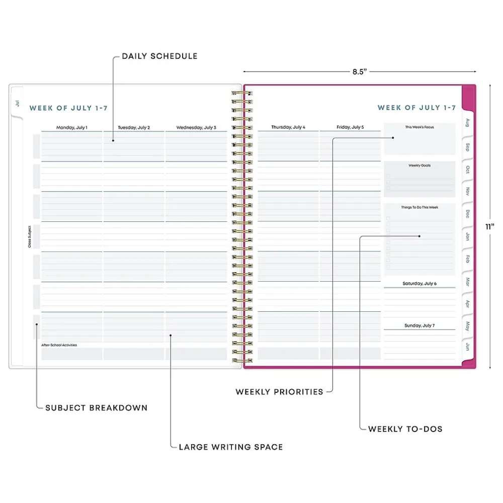 Academic Planners|Blue Sky 2024-2025 Star Confetti Bright 8.5" x 11" Academic Weekly & Monthly Planner, Plastic Cover, Multicolor (136609-A25)