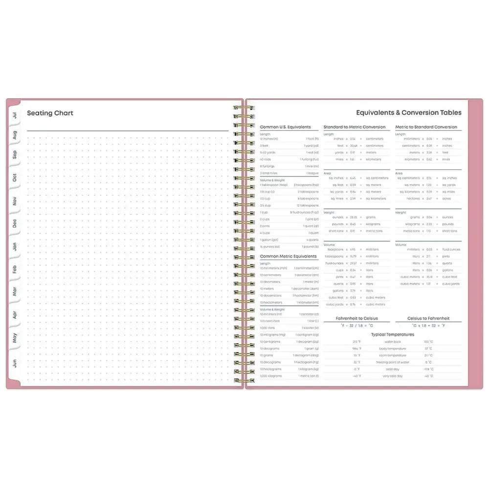 Academic Planners|Blue Sky 2024-2025 Teacher Lesson 8.5" x 11" Academic Weekly & Monthly Planner, Plastic Cover, Pink (145032)