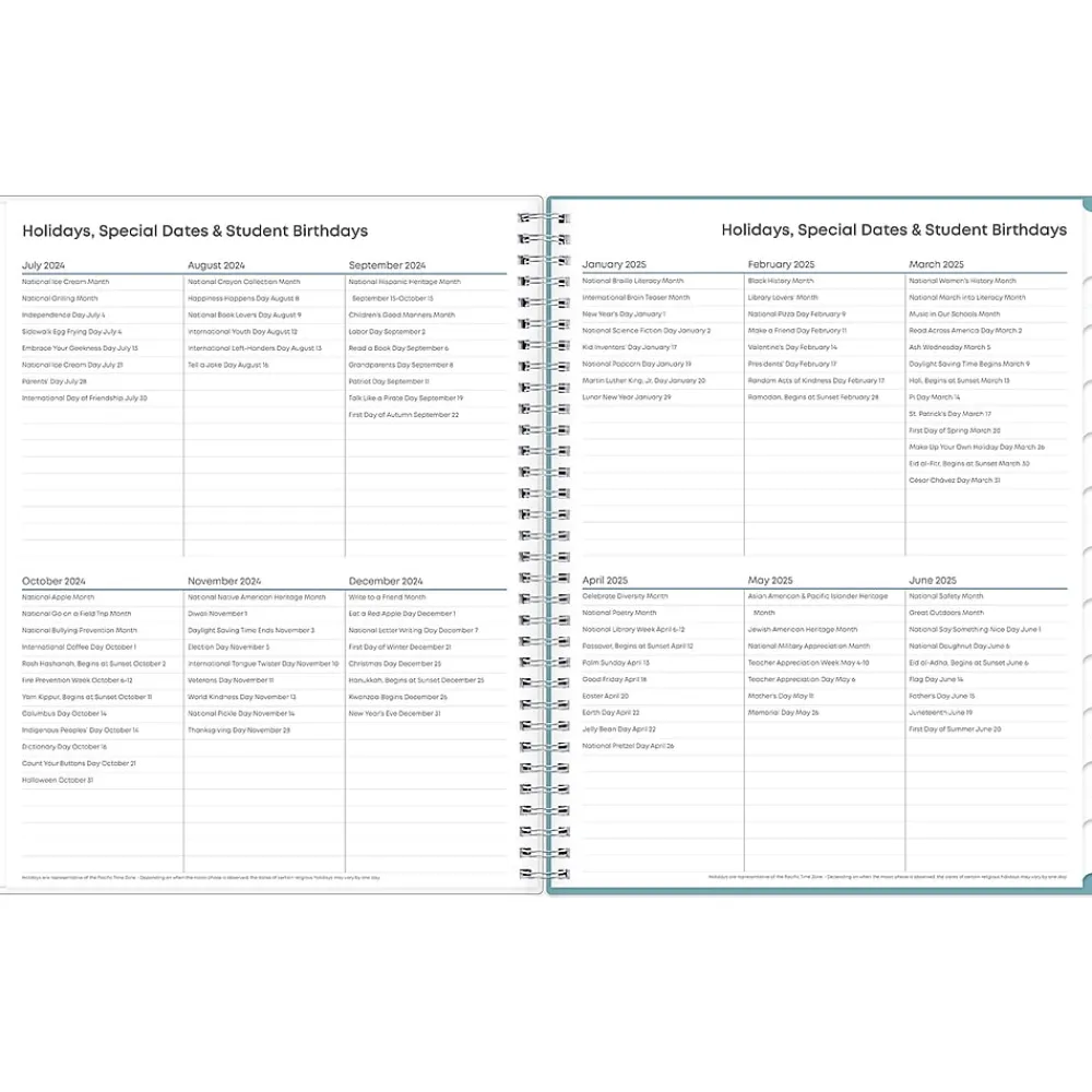 Academic Planners|Blue Sky 2024-2025 Teacher Lesson Dots 8.5" x 11" Academic Weekly & Monthly Planner, Plastic Cover, Multicolor (100330-A25)