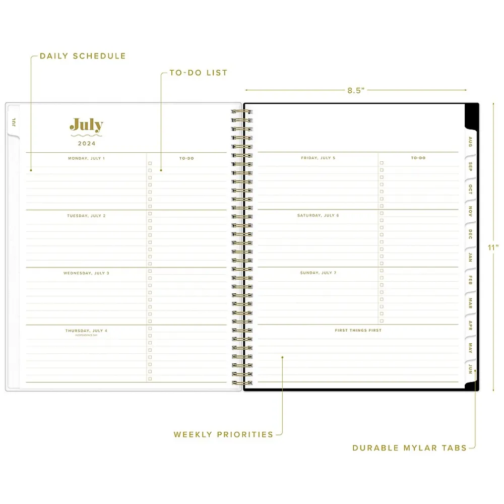 Academic Planners|Blue Sky 2024-2025 The House That Lars Built Primrose Pink 8.5" x 11" Academic Weekly & Monthly Planner, Black/Pink (149720)