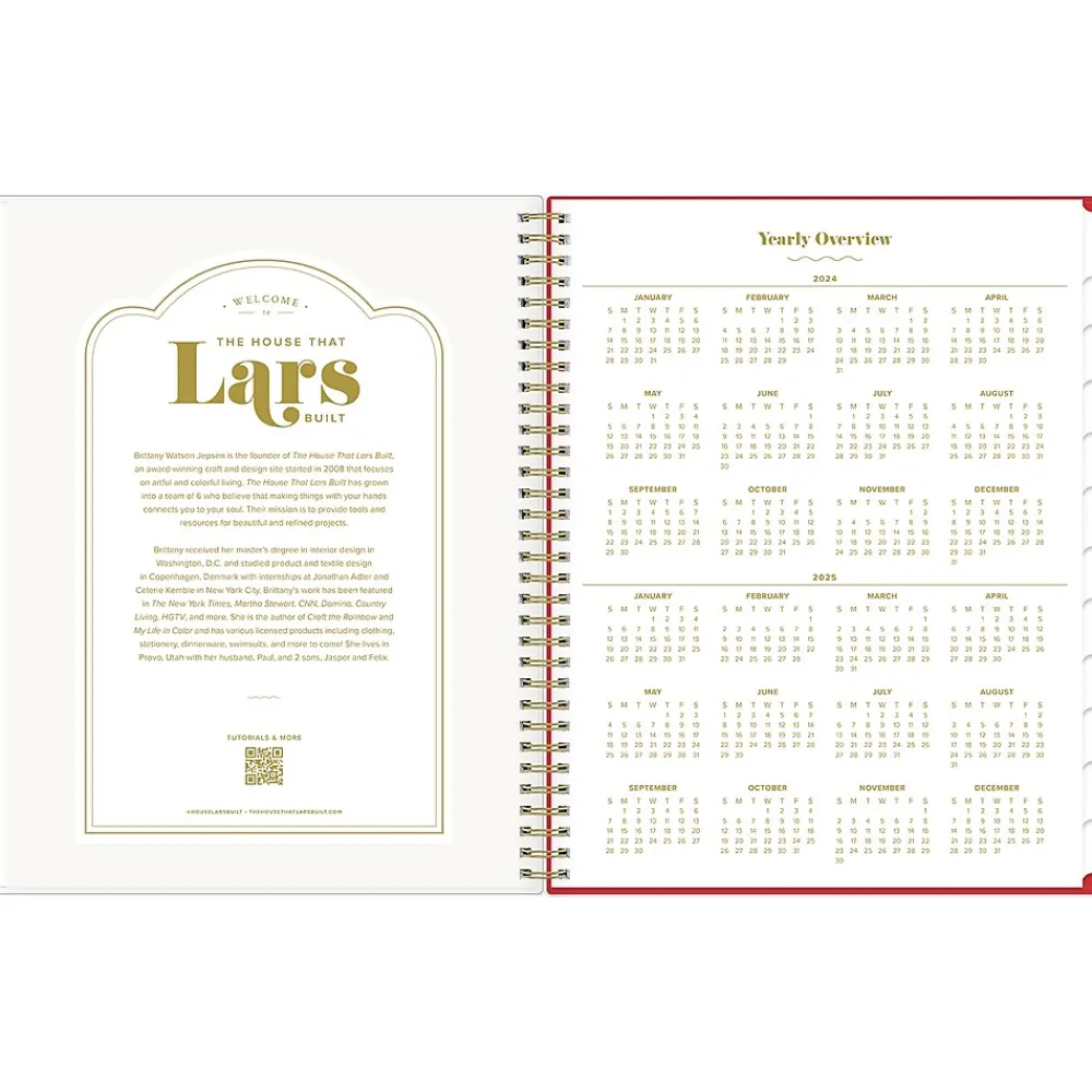 Academic Planners|Blue Sky 2024-2025 The House That Lars Built Color-Block Pink 8.5" x 11" Academic Weekly & Monthly Planner, Plastic Cover