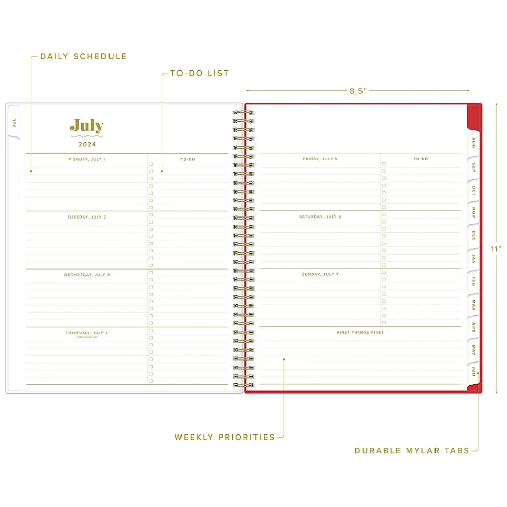 Academic Planners|Blue Sky 2024-2025 The House That Lars Built Color-Block Pink 8.5" x 11" Academic Weekly & Monthly Planner, Plastic Cover