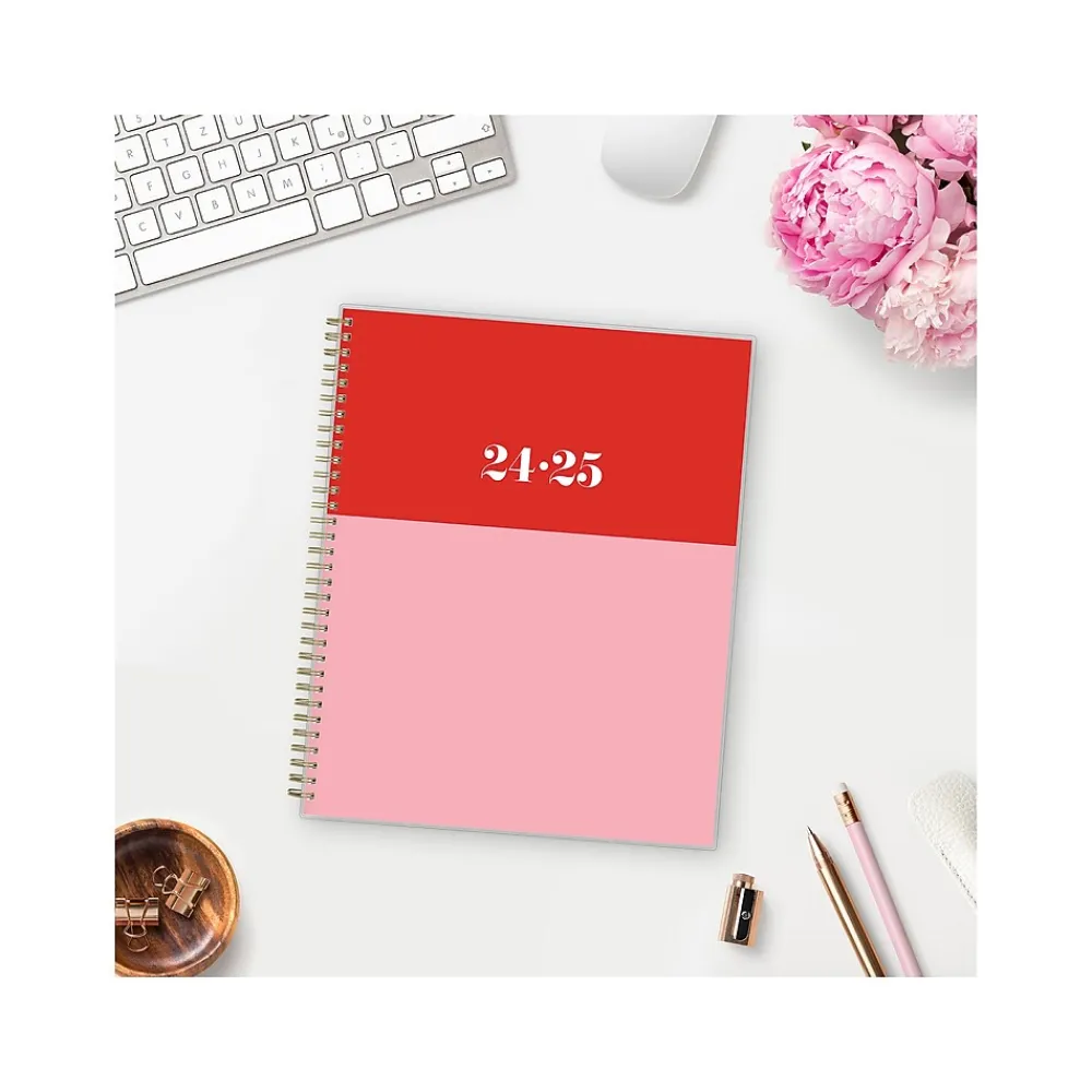 Academic Planners|Blue Sky 2024-2025 The House That Lars Built Color-Block Pink 8.5" x 11" Academic Weekly & Monthly Planner, Plastic Cover