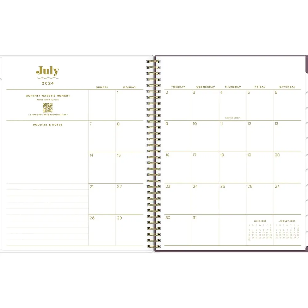 Academic Planners|Blue Sky 2024-2025 The House That Lars Built Lilac Red Floral 8.5" x 11" Academic Weekly & Monthly Planner, Plastic Cover