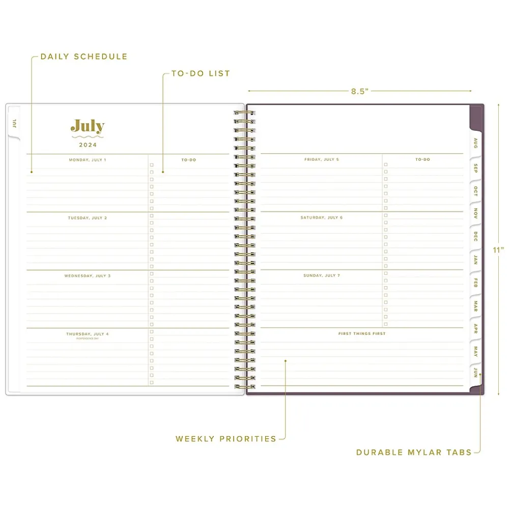 Academic Planners|Blue Sky 2024-2025 The House That Lars Built Lilac Red Floral 8.5" x 11" Academic Weekly & Monthly Planner, Plastic Cover