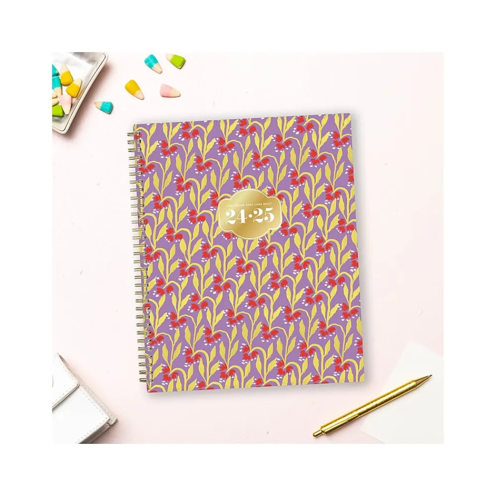 Academic Planners|Blue Sky 2024-2025 The House That Lars Built Lilac Red Floral 8.5" x 11" Academic Weekly & Monthly Planner, Plastic Cover