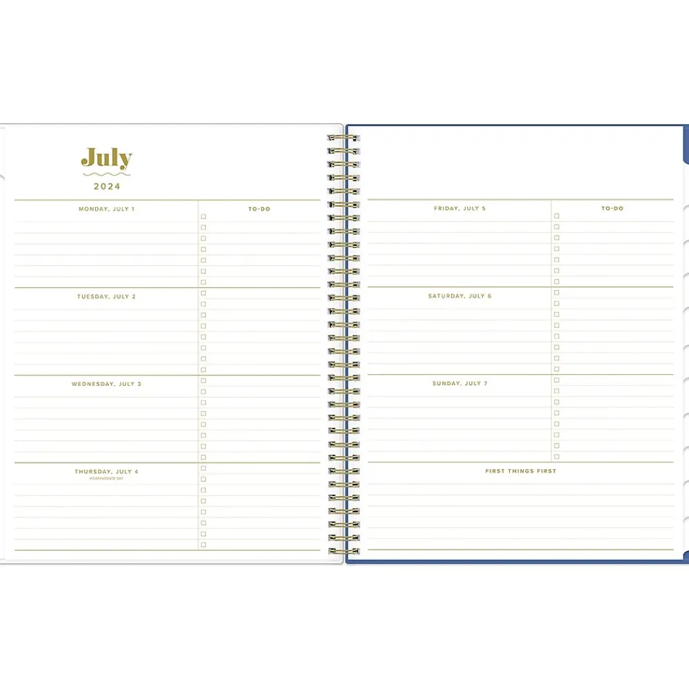 Academic Planners|Blue Sky 2024-2025 The House That Lars Built Yellow Floral 8.5" x 11" Academic Weekly & Monthly Planner, Plastic Cover