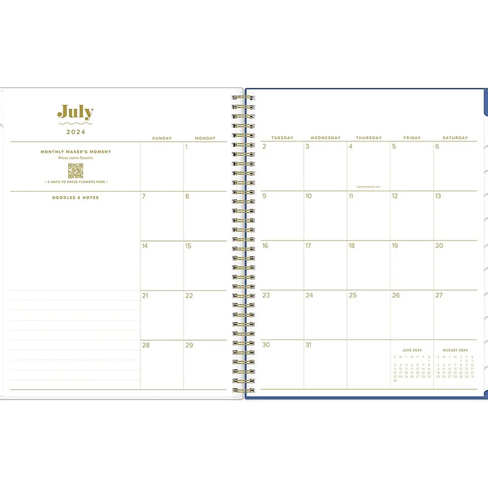 Academic Planners|Blue Sky 2024-2025 The House That Lars Built Yellow Floral 8.5" x 11" Academic Weekly & Monthly Planner, Plastic Cover