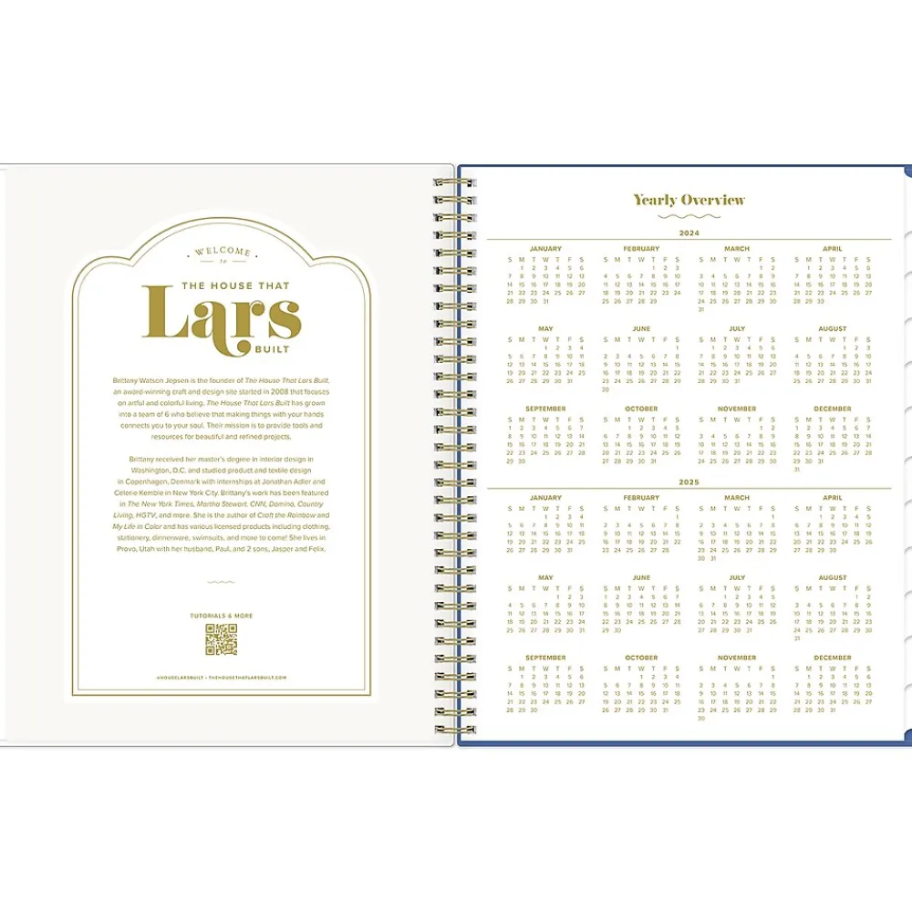 Academic Planners|Blue Sky 2024-2025 The House That Lars Built Yellow Floral 8.5" x 11" Academic Weekly & Monthly Planner, Plastic Cover