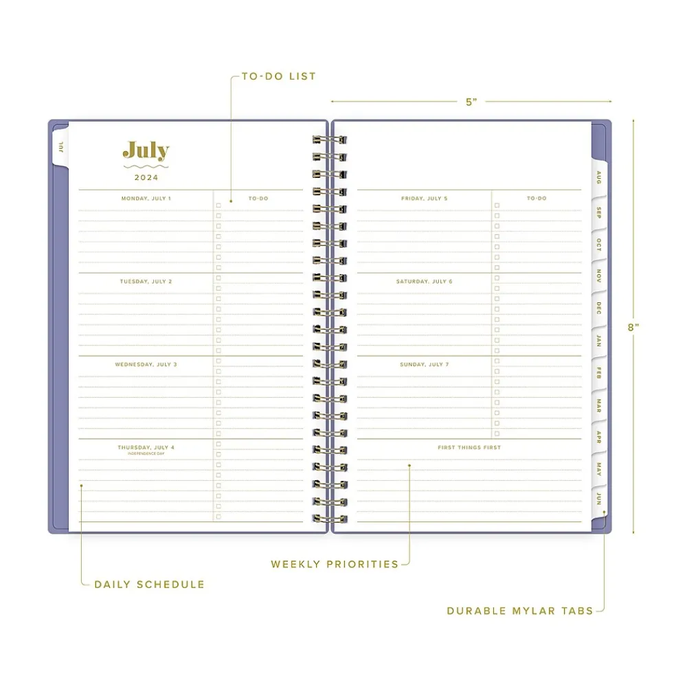 Academic Planners|Blue Sky 2024-2025 The House That Lars Built Mystic Violet 5" x 8" Academic Weekly & Monthly Planner, Plastic Cover