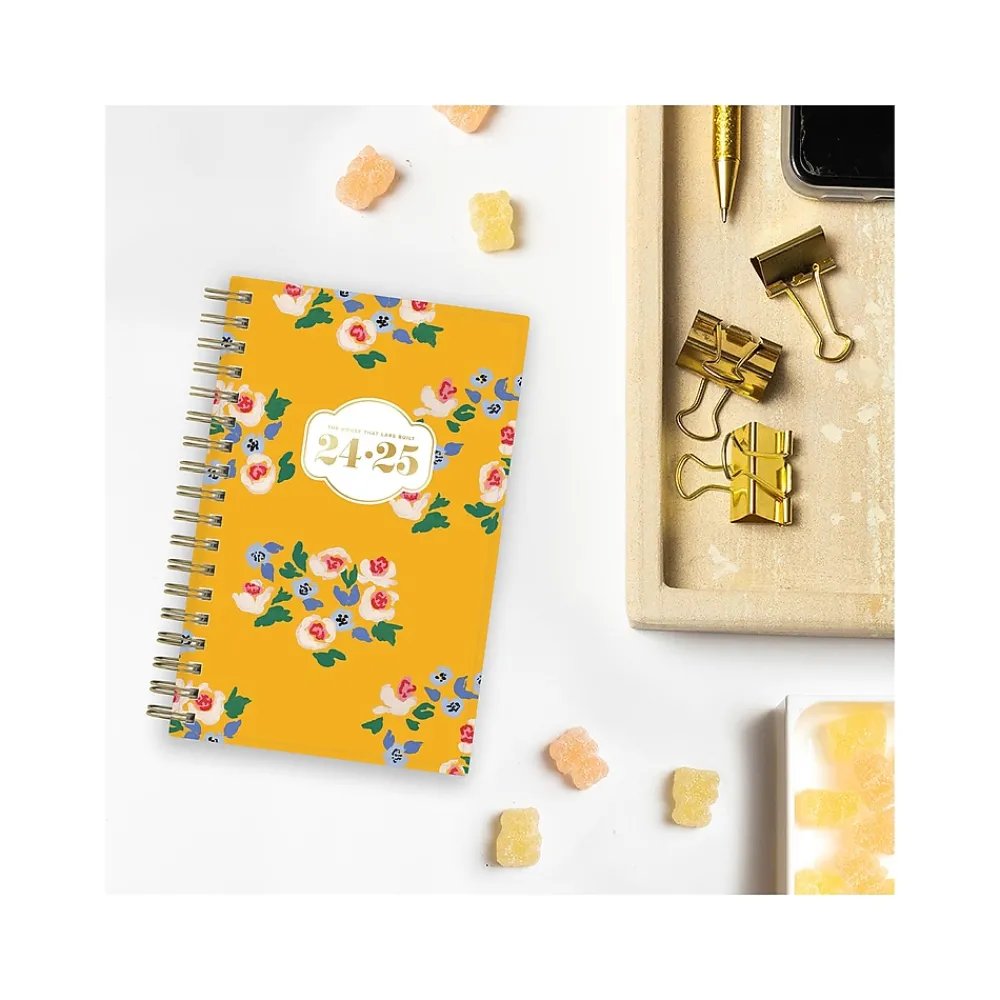 Academic Planners|Blue Sky 2024-2025 The House That Lars Built Yellow Floral 3.63" x 6.13" Academic Weekly & Monthly Planner, Plastic Cover