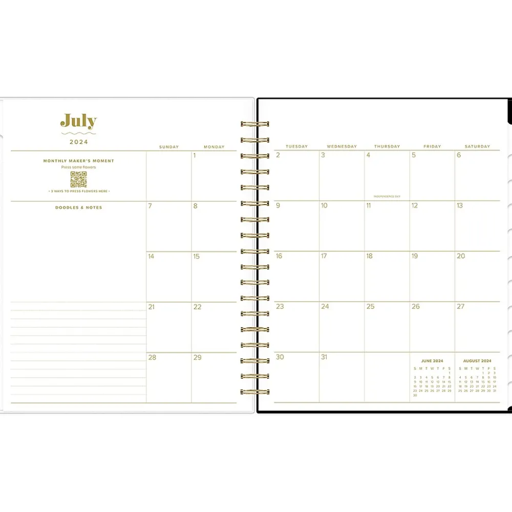 Academic Planners|Blue Sky 2024-2025 The House That Lars Built Wavy Black Frame 8" x 10" Academic Monthly Planner, Plastic Cover, Black/Beige