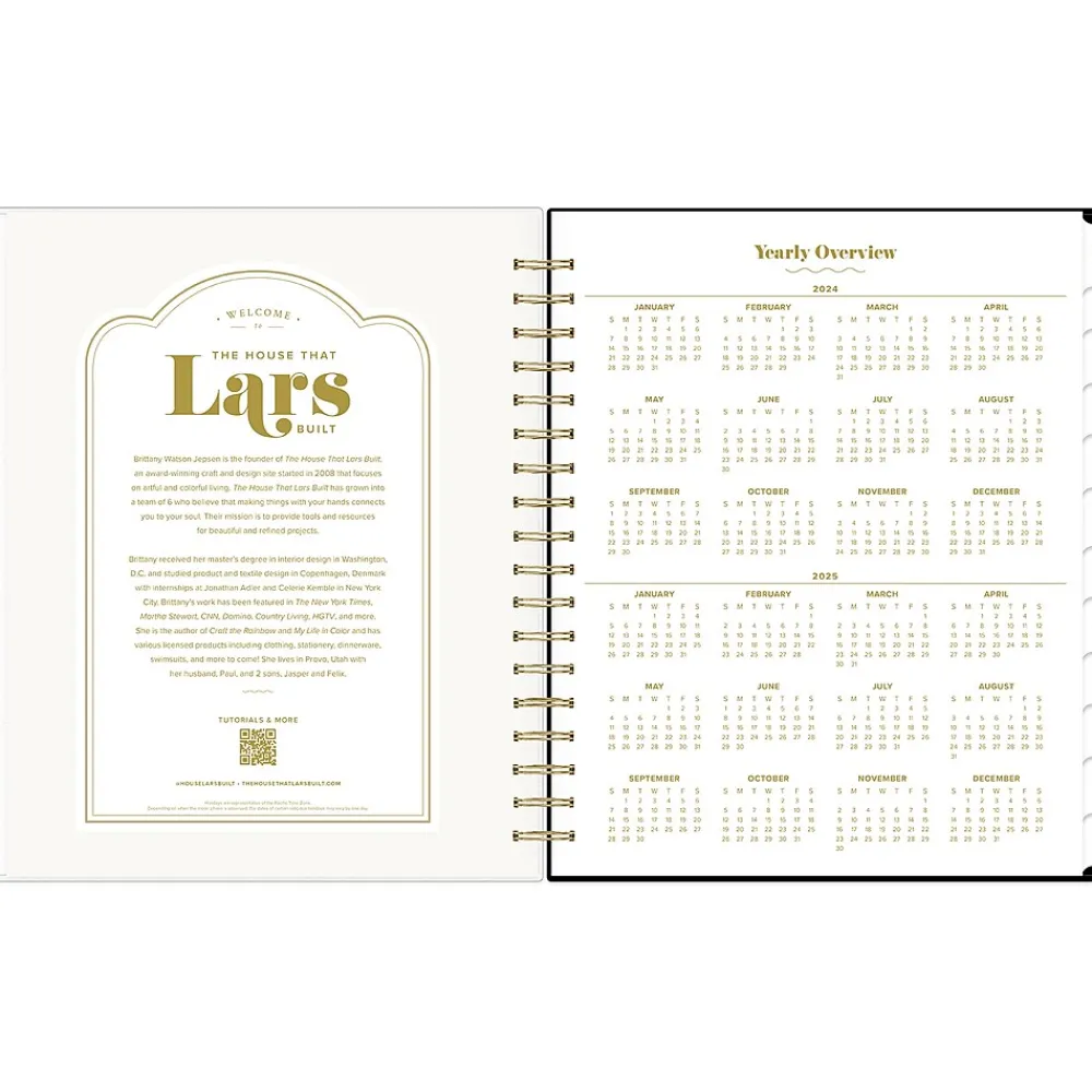 Academic Planners|Blue Sky 2024-2025 The House That Lars Built Wavy Black Frame 8" x 10" Academic Monthly Planner, Plastic Cover, Black/Beige