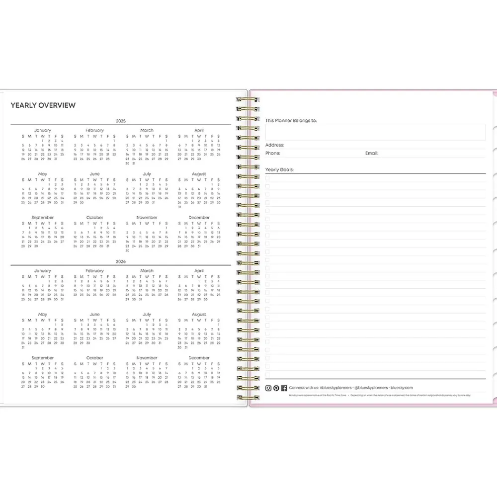 2025 Planners|Blue Sky 2025 Wednesday Stripe 8.5" x 11" Weekly & Monthly Planner, Plastic Cover, Purple/White (147943)