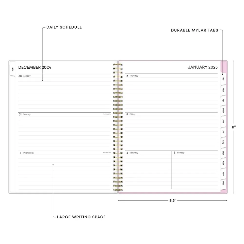 2025 Planners|Blue Sky 2025 Wednesday Stripe 8.5" x 11" Weekly & Monthly Planner, Plastic Cover, Purple/White (147943)