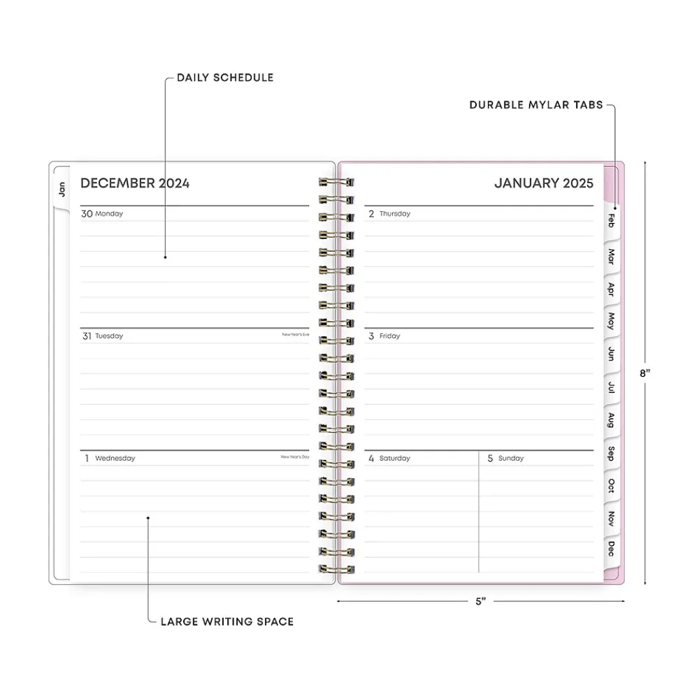2025 Planners|Blue Sky 2025 Wednesday Stripe 5" x 8" Weekly & Monthly Planner, Plastic Cover, Purple/White (147944)
