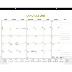 2025 Calendars|Blueline 2025 Colorful 22" x 17" Monthly Desk Pad Calendar, White/Gold (100024-25)