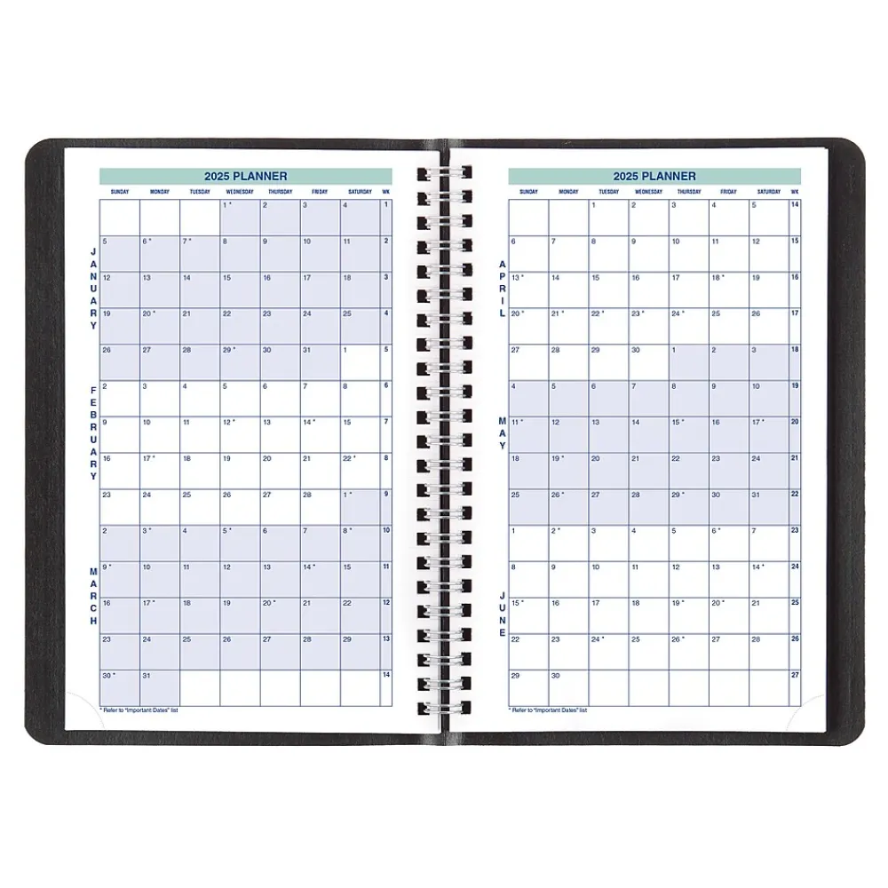 2025 Planners|Blueline 2025 Plan & Link 5" x 8" Weekly Appointment Book, Faux Leather Cover, Black (C5075.81T)