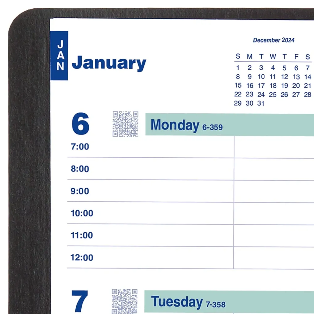 2025 Planners|Blueline 2025 Plan & Link 5" x 8" Weekly Appointment Book, Faux Leather Cover, Black (C5075.81T)