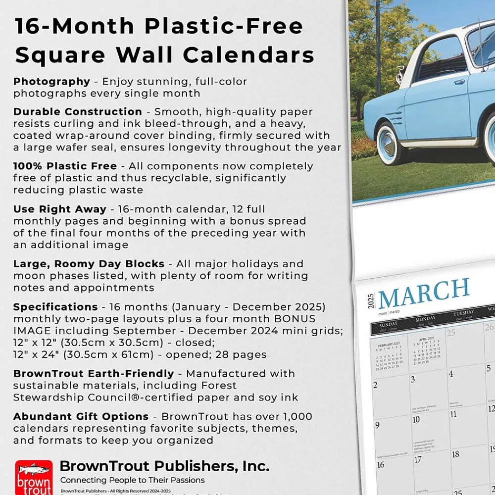 2025 Calendars|BrownTrout 2025 Brown Trout Motor Club Classic Italian Cars 12" x 12" Monthly Wall Calendar (9781975476076)