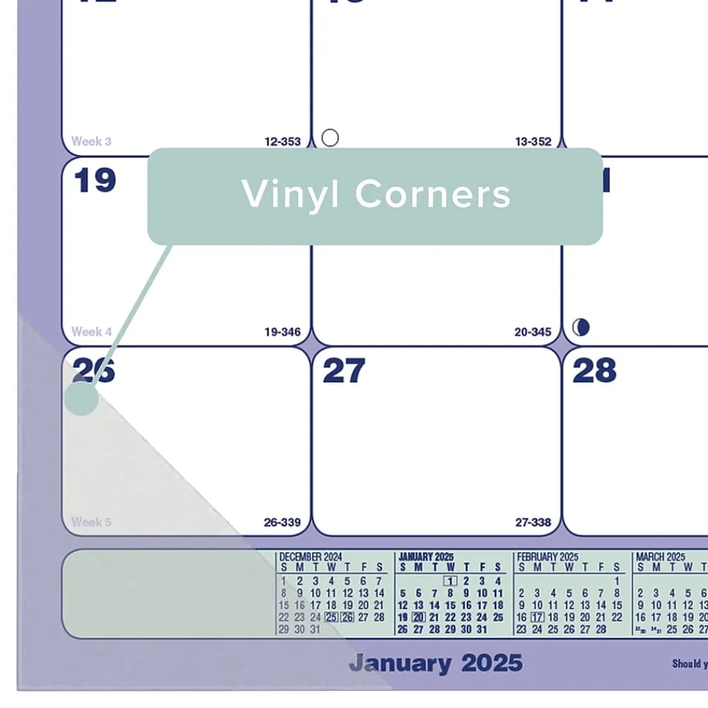 2025 Calendars|Rediform 2025 Brownline 17.75" x 10.87" Monthly Desk Pad Calendar, White/Blue (C181700)
