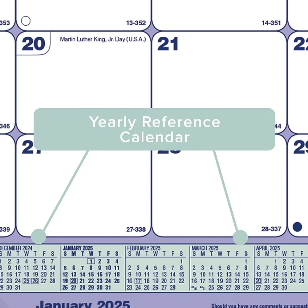 2025 Calendars|Rediform 2025 Brownline 17.75" x 10.87" Monthly Desk Pad Calendar, White/Blue (C181700)