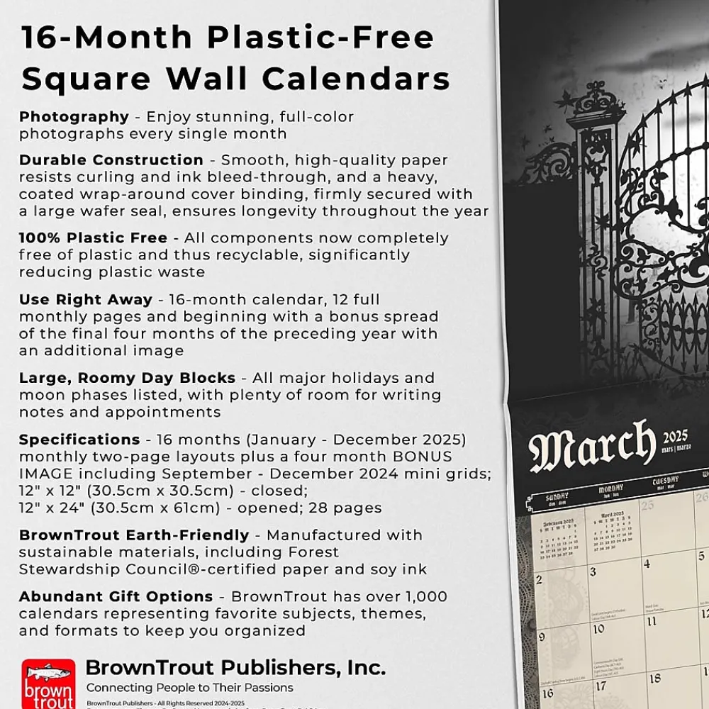 2025 Calendars|BrownTrout 2025 Alchemy Gothic 12" x 12" Monthly Square Wall Calendar (9781975483104)
