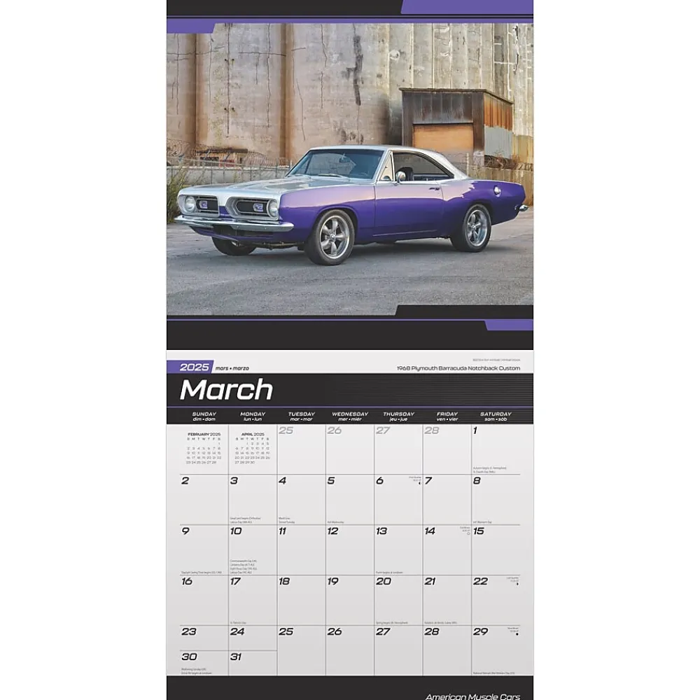 2025 Calendars|BrownTrout 2025 American Muscle Cars 12" x 12" Monthly Square Wall Calendar (9781975479640)