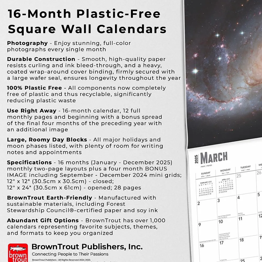 2025 Calendars|BrownTrout 2025 Astronomy 12" x 12" Monthly Wall Calendar (9781975476519)