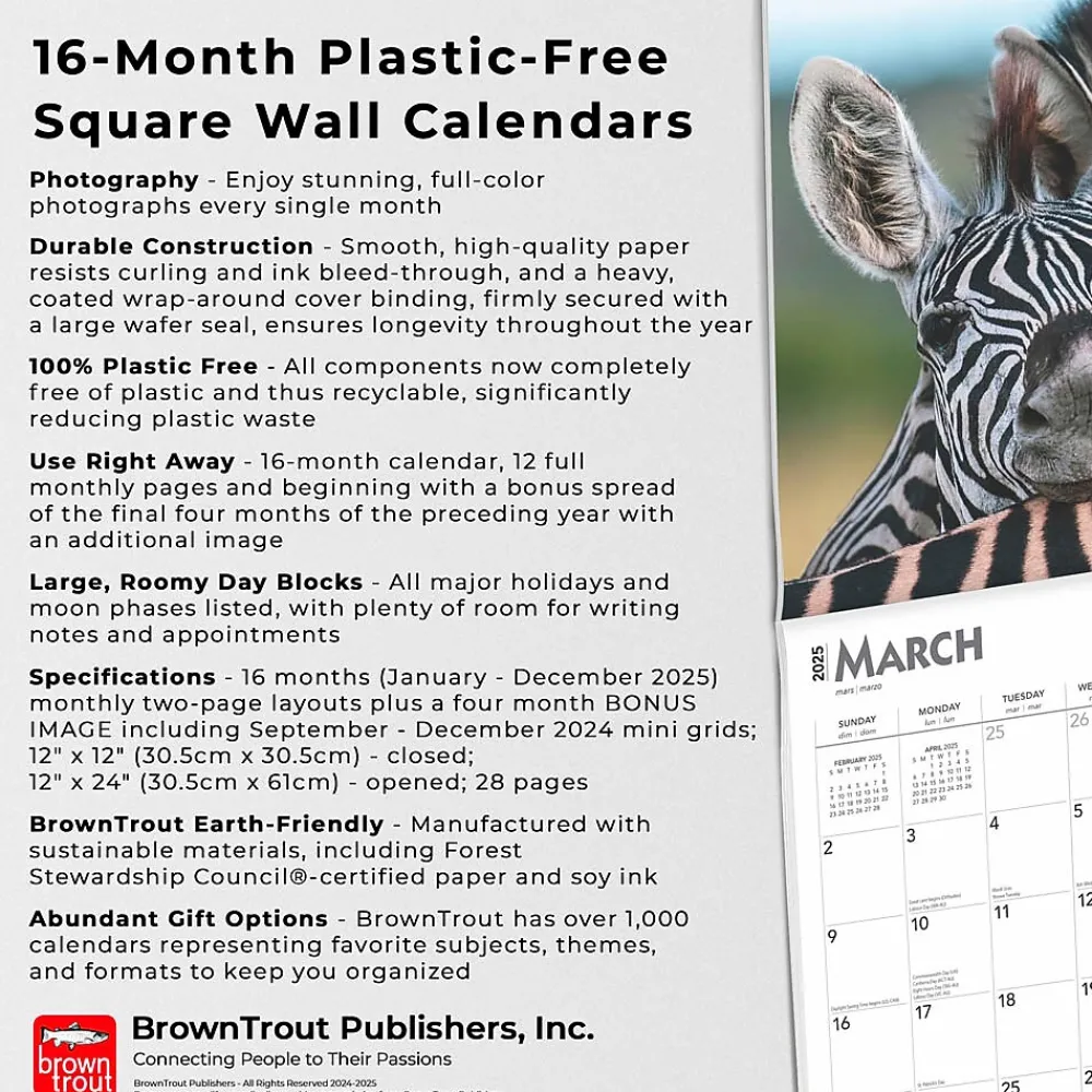 2025 Calendars|BrownTrout 2025 Baby Animals 12" x 12" Monthly Square Wall Calendar (9781975476564)