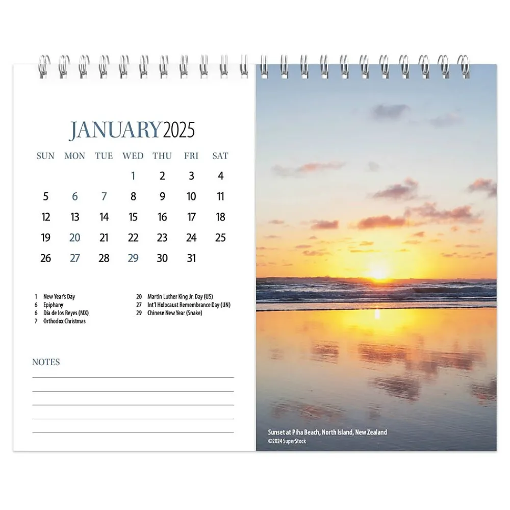 2025 Calendars|BrownTrout 2025 Beaches 7.5" x 6" Monthly Double-View Easel Desk Calendar (9781975478445)
