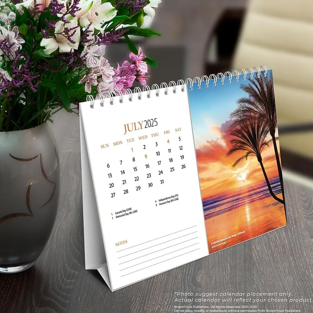 2025 Calendars|BrownTrout 2025 Beaches 7.5" x 6" Monthly Double-View Easel Desk Calendar (9781975478445)